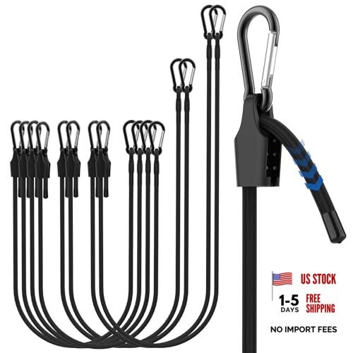 8 Pcs Adjustable Bungee Cord with Hooks – 3 Sizes, 12″ 24″ 36″