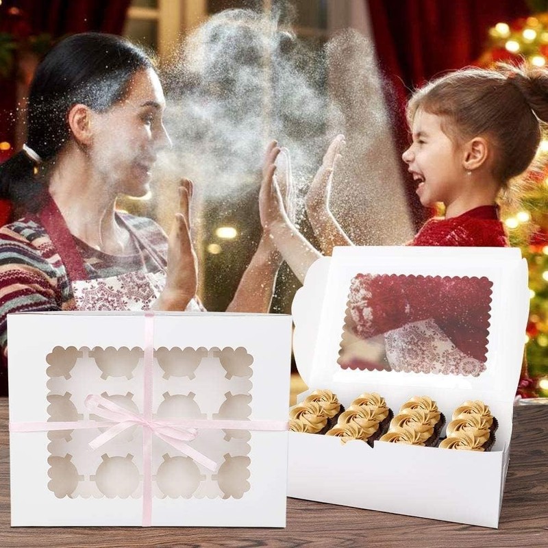 6 Pack Cupcake Boxes Hold 12 Standard Cupcakes, Food Grade Cupcake Holders Ba... gallery