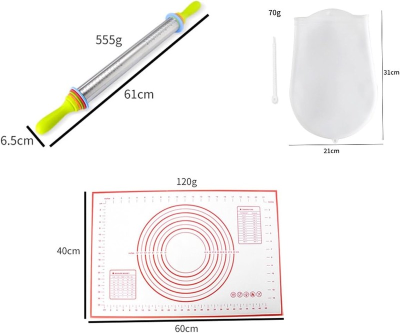 Adjustable Rolling Pin with Thickness Rings for Baking, Stainless Steel Designs gallery