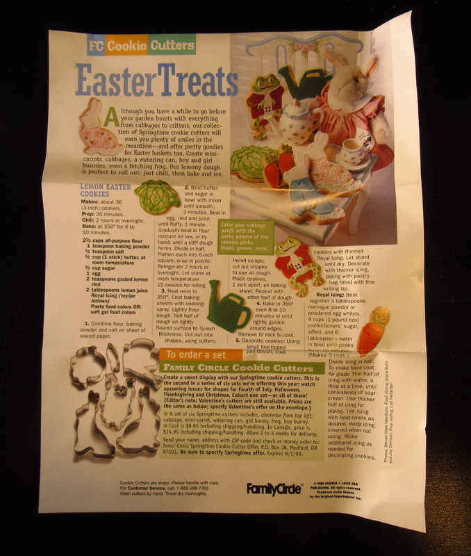 Family Circle Easter Treats Cookie Cutter Set with Recipe 1999 gallery