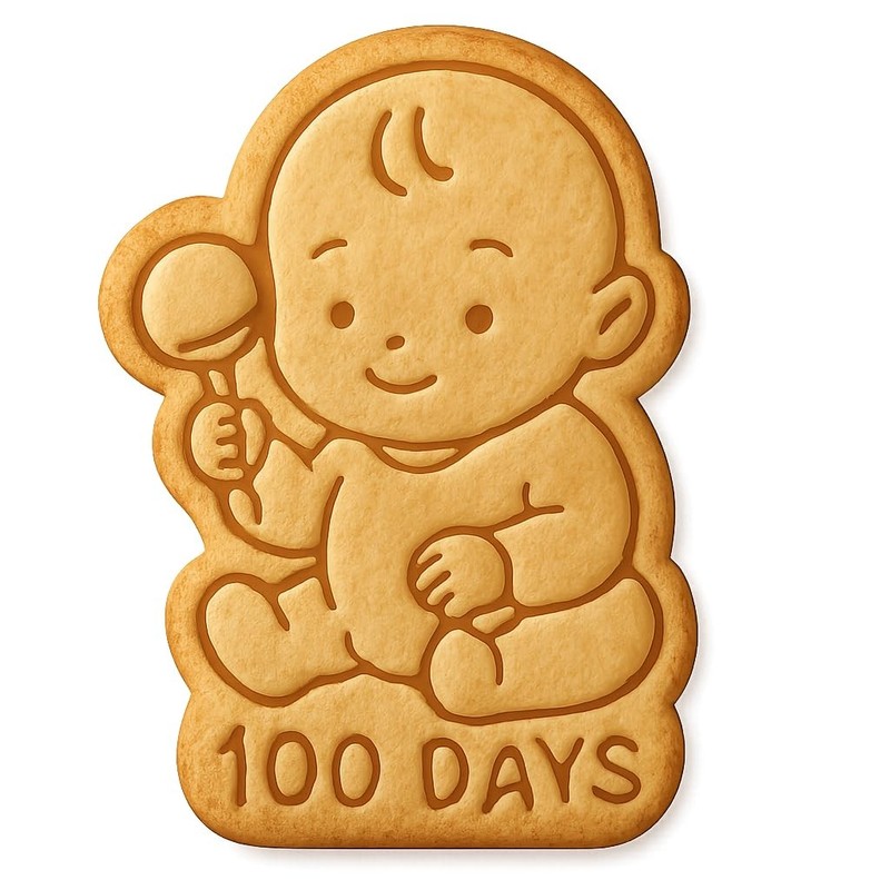 100 Day Holding Rattle Cookie Cutter & Stamp, Fondant & Clay – 4×3