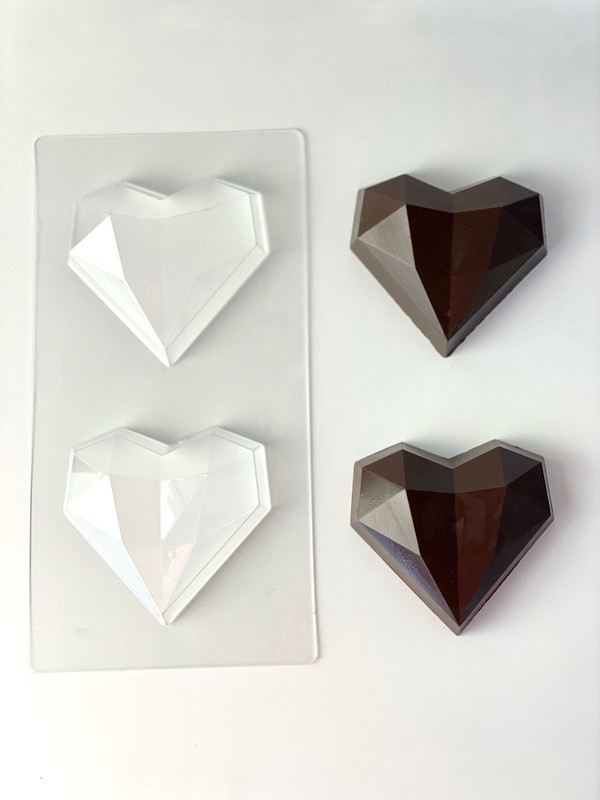 Mold for chocolate “Heart Diamond 9cm” plastic mold for pastry chef