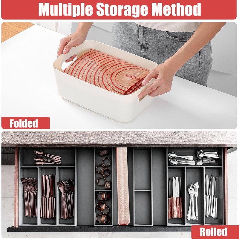 Silicone Pastry Mat 36x24 Inch Extra Large Baking with 36"L x 24"W, Red gallery
