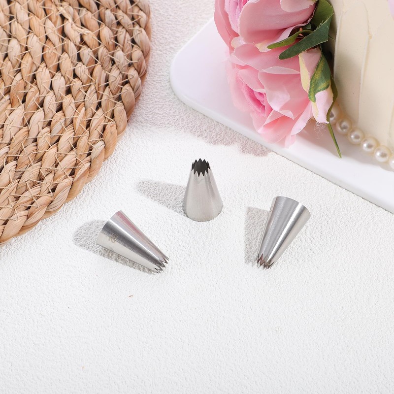 3 Pieces #32 Cake Piping Tip Open Star Icing Tip Seamless Icing Tips Stainles... gallery