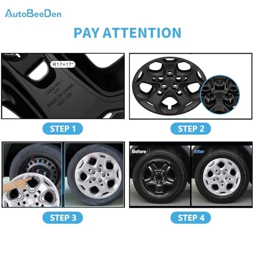 4-Pack Hubcaps Wheel Covers Compatible with Ford Fusion 2010 2011 Silver Color gallery