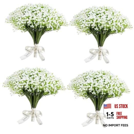 120 Pcs Babys Breath Artificial Flowers, Babies Breath Faux Bulk Greenery,