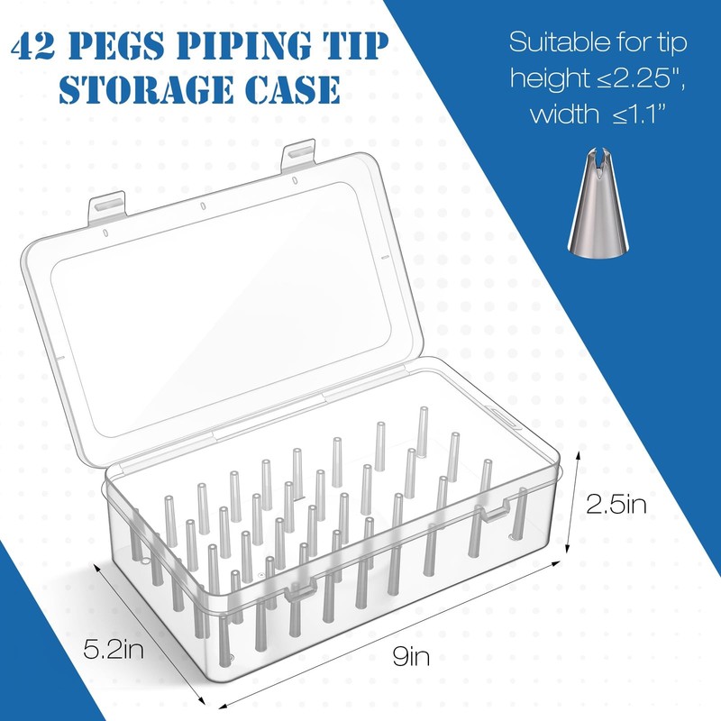 2 Pcs Piping Tip Box with Fixed Pins 84 Piping Tip Organizer Baking Cake Deco... gallery