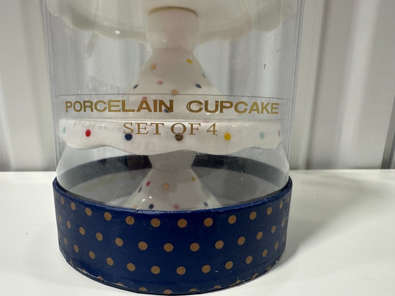 Grace's Teaware Porcelain Cupcake Stands Set of 4 Polka Dot Mini Pedestals Party gallery