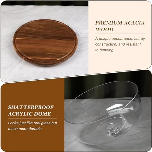 12" Acacia Wood Cake Stand with Acrylic Dome Lid - Perfect for Weddings & Partie gallery