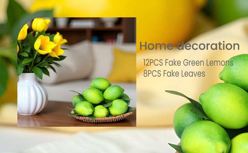 20Pcs Fake Lemons Artificial Fruits with 25 Leaves Faux Yellow Lifelike gallery