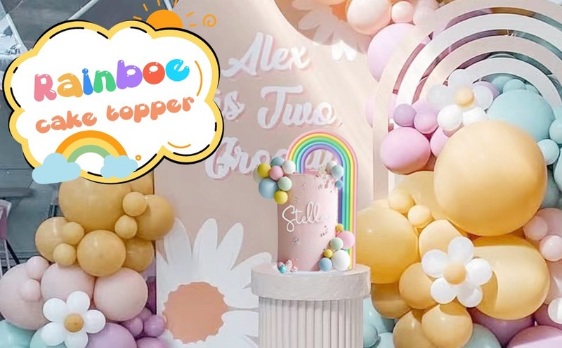 28PCS Rainbow Cake Toppers Colorful Balls Cake Decorations for Wedding Baby gallery