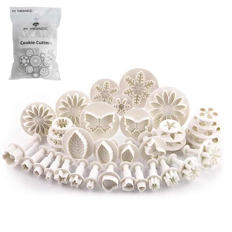 36-Piece Fondant Cake Decorating Tools Set – Cookie Plunger Molds, Flower, Leaf,