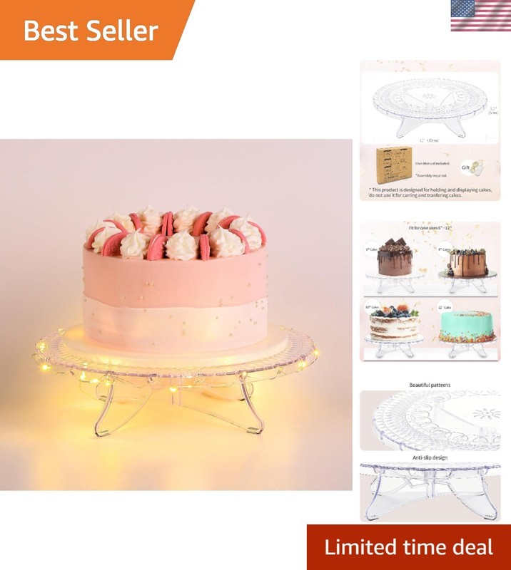 Lightweight 12-Inch Cake Plate with Non-Slip Base for Events – Holds Up to 8 lbs