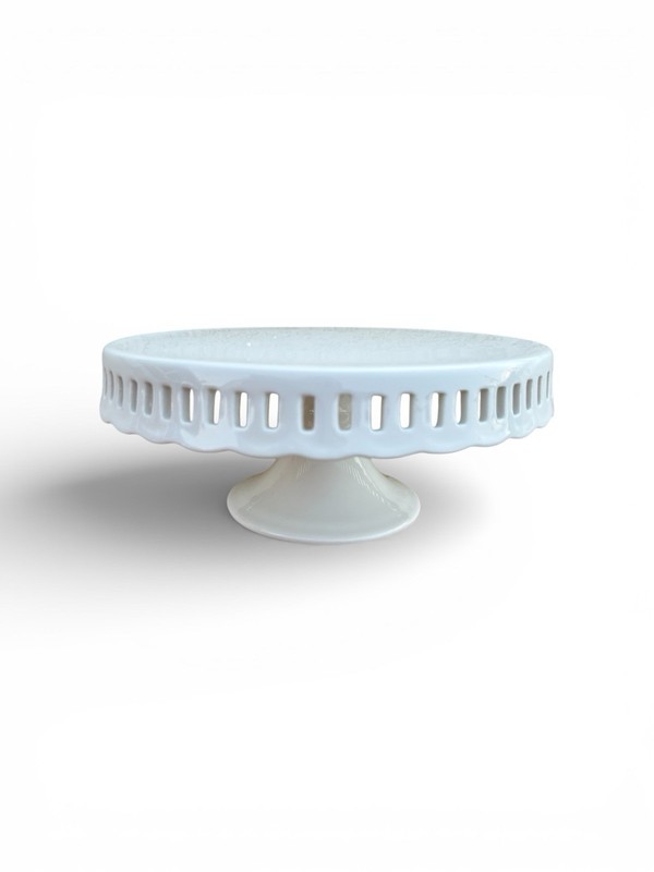 White Ceramic Cake stand 10.25” diameter x 4.5” high Round Pastry Cupcake Stand