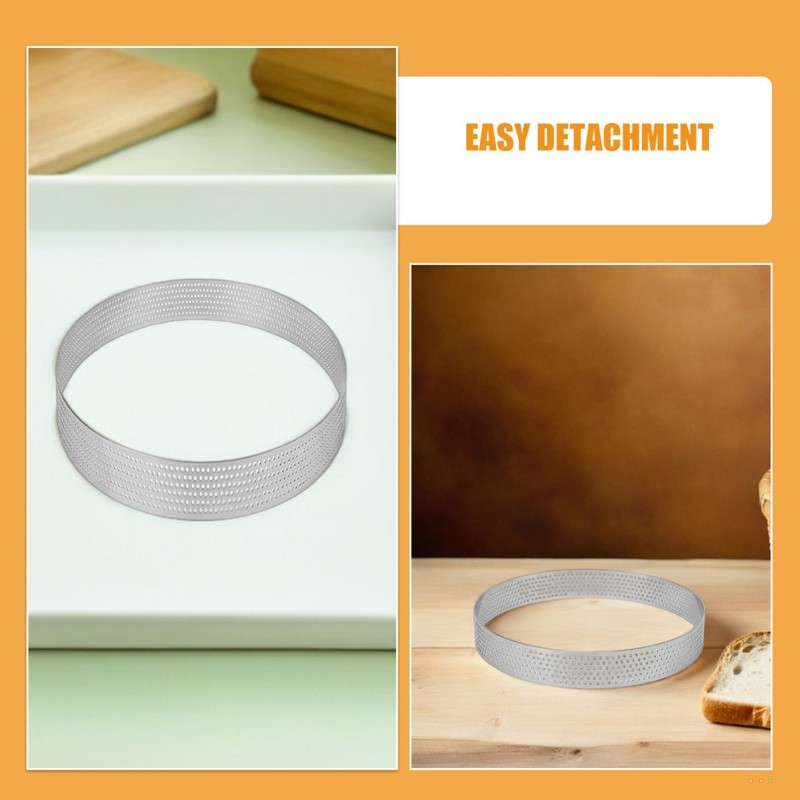 12 Pcs Stainless Steel Round Mousse Cake Rings Perforated Tart Baking Mold gallery