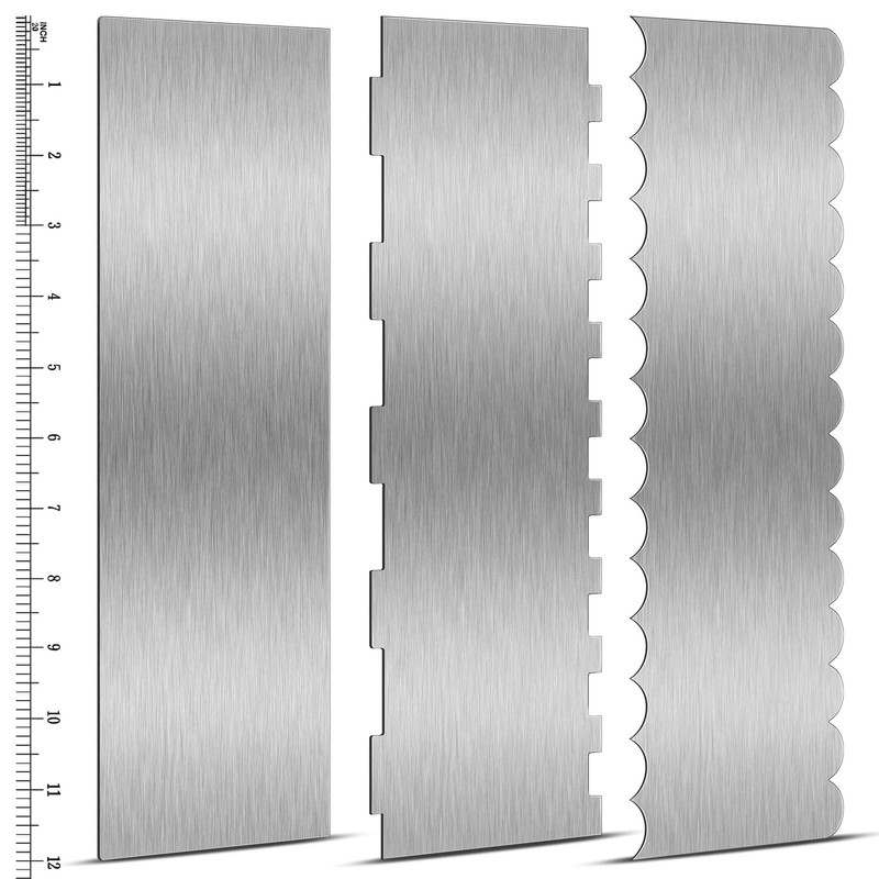 3 Pcs 12 Inch Cake Scraper Smoother Stainless Steel Cake Scraper Metal Large …
