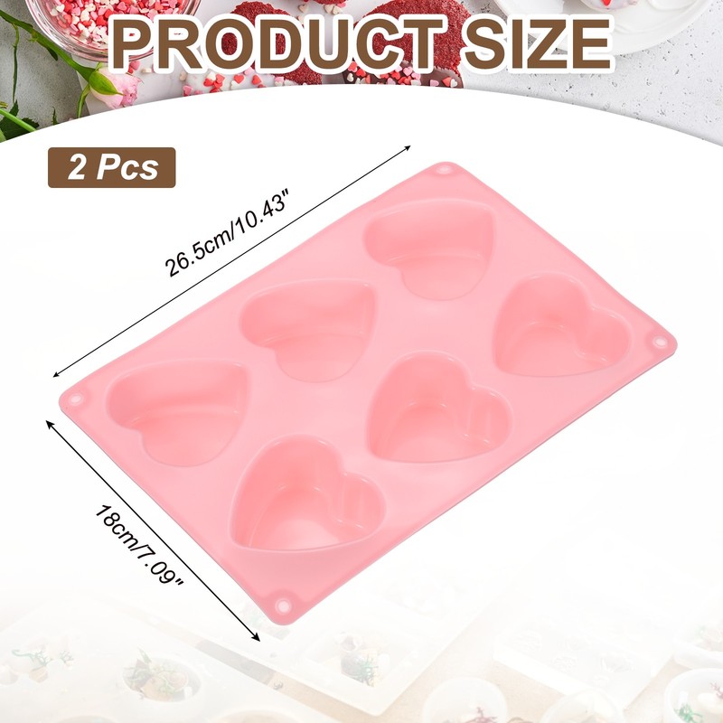 2pcs Silicone 3D Chocolate Heart Mold (Pink) gallery