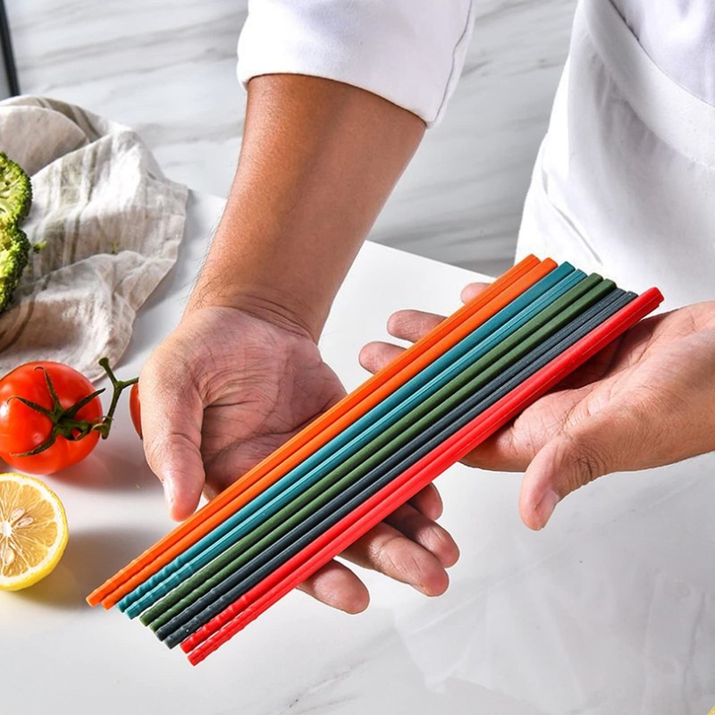 5 Pairs Reusable Chinese Silicone Chopsticks Lightweight Non Slip Tableware gallery