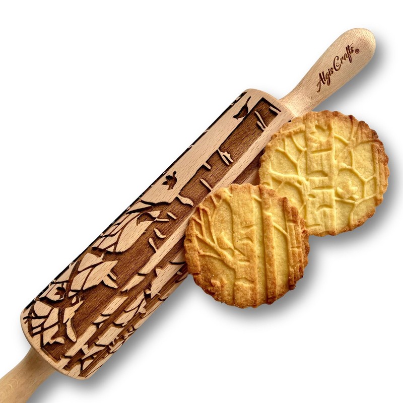 BIRCH embossing rolling pin engraved wooden embossed dough roller for embosse…