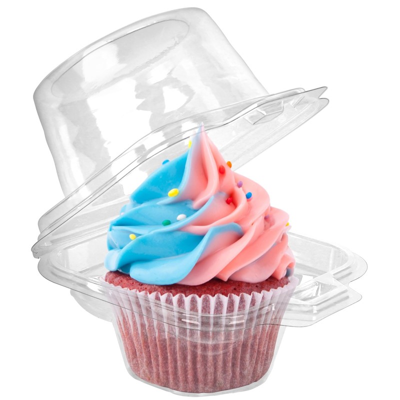LotFancy Individual Cupcake Containers, 100 Pcs Plastic Clear