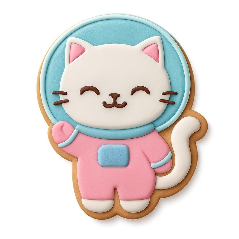 Astronaut Chibi Space Kitten Cookie Cutter & Stamp - 4x3.8 gallery