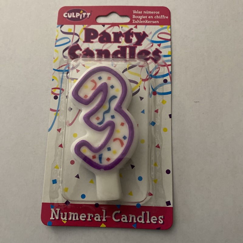 Birthday Party Cake Number Candle 3 Multicolor