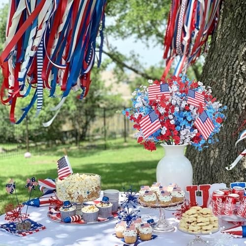 28pcs 4th of July Decorations Patriotic Babys Breath Red White and Blue gallery