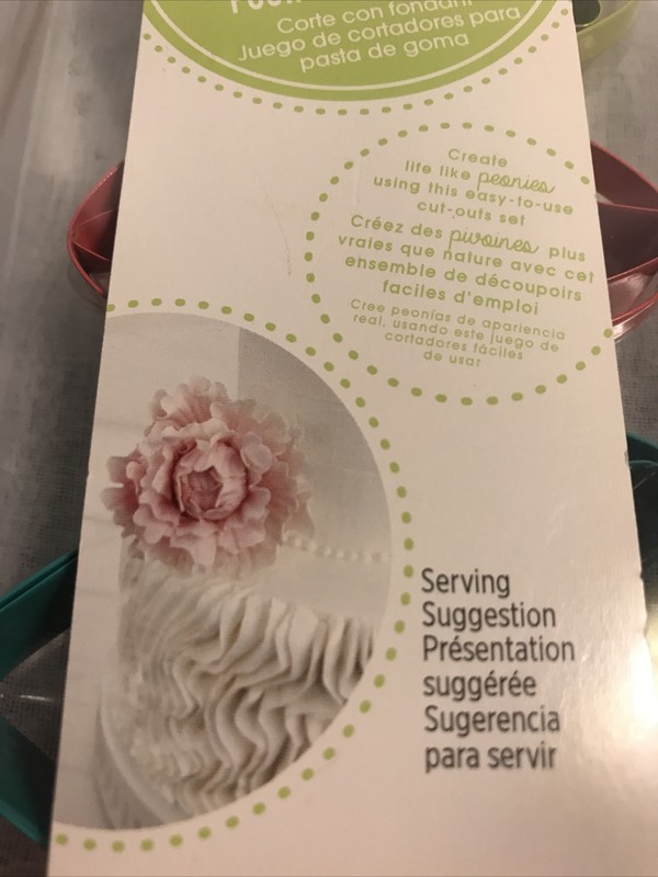Wilton Peony Gum Paste Cut Out Set. Fondant NEW 4 cutouts cake Bake decor gallery