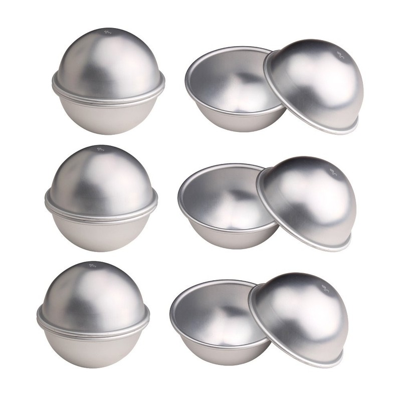 Warmbuy 12 Pcs DIY Metal Bath Bomb Molds, Set of 6 12 Pcs, Silver