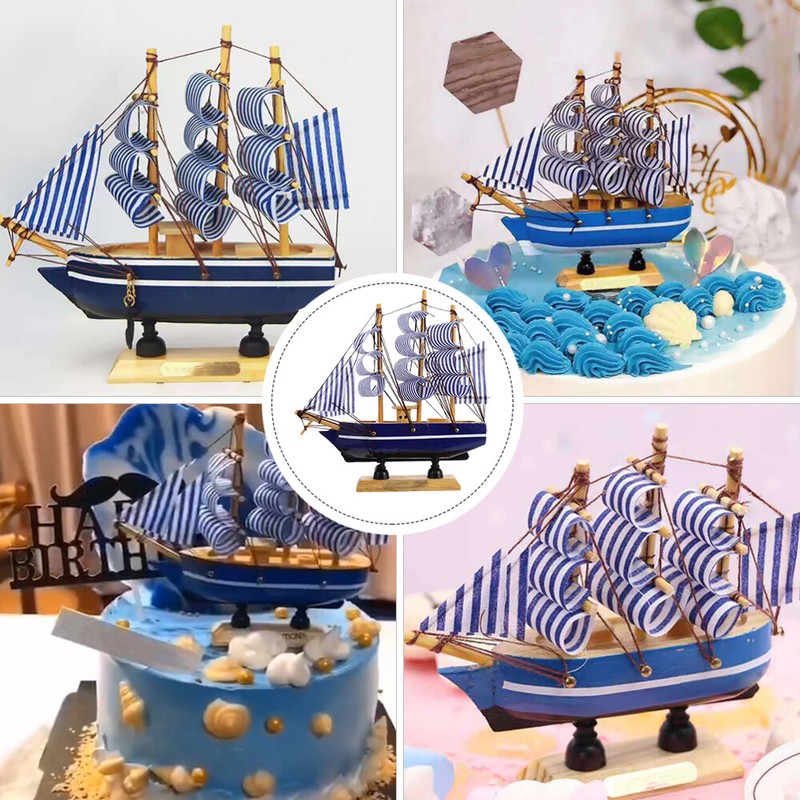 Graduation 2025 Cake Topper Model Sailing Ship Model Decor Sailboat Ornaments gallery