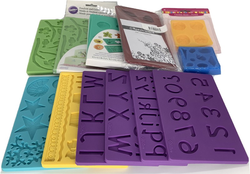Wilton Shape with Fondant and Gum Paste Molds *LOT OF 13* Shapes Letters Numbers