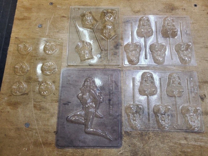 Lot of 5 Pinup Nude Female Naked Lady Sugarcraft Chocolate Candy Molds, Plastic