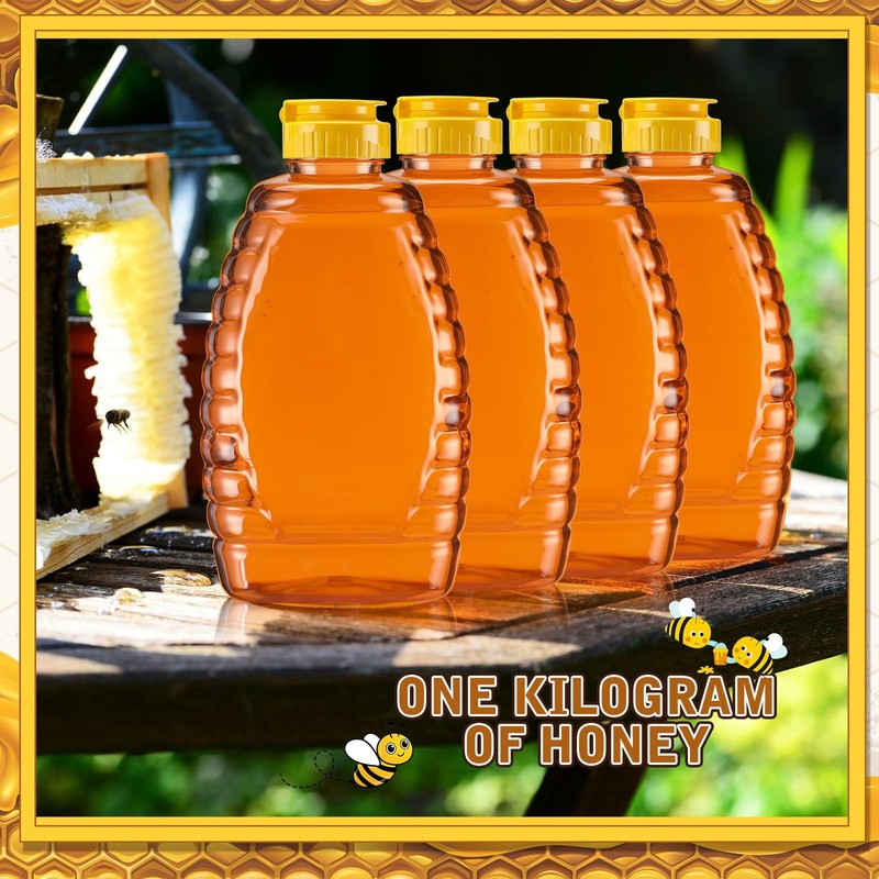 20 Pieces 32 oz Plastic Honey Jars Clear Bottles with Lids Flip Lid Dispenser gallery