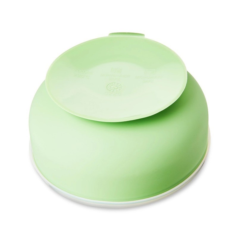 5 Round Silicone Baby Food Feeder with Lid and Suction Base Fresh Sage Green gallery