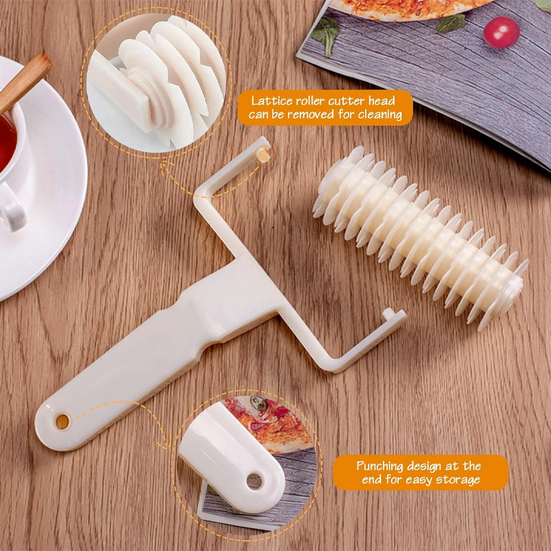 Lattice Pattern Roller Cutter For Homemade Pizza Pie Cookie Dough Baking Tool gallery
