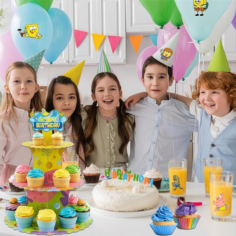 SpongeBob Birthday Cake Stand for Kids, Patrick Star Party Decorations Supplies gallery