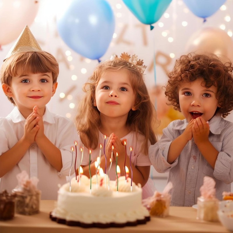 12 Pcs Colorful Spiral Twisty Birthday Candles for Cake – Metallic Thin Long gallery