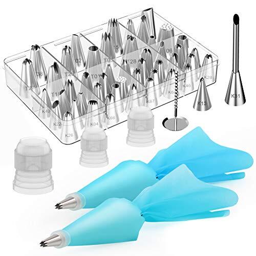 54 Pcs Cake Decorating Kits Icing Piping Nozzle Tips Set with Pastry Bag