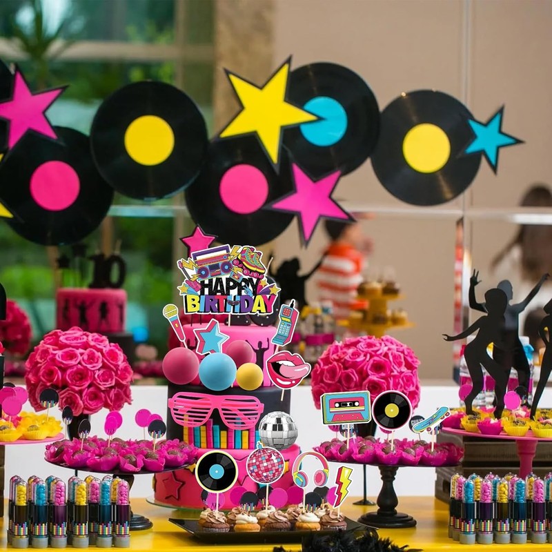 26 PCS 80s Cake Decorations 80s 90s Cake Toppers Retro 1980s Hip Hop Cake gallery