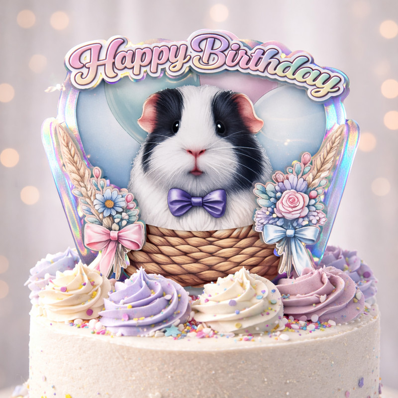 Personalized Guinea Pig Cake Topper & 12x Cupcake Topper Bundle