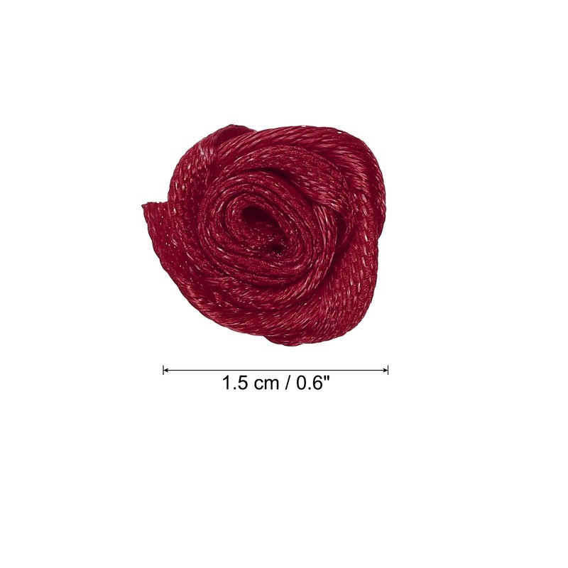 50Pcs Mini Satin Ribbon Roses Fabric Flowers Embellishments Rosettes Burgundy gallery