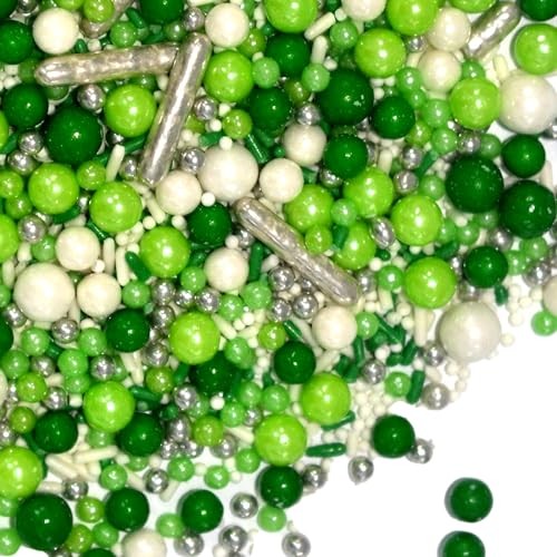 Green and White Sprinkles for Cake Decorating Edible Sugar Pearls White Green gallery