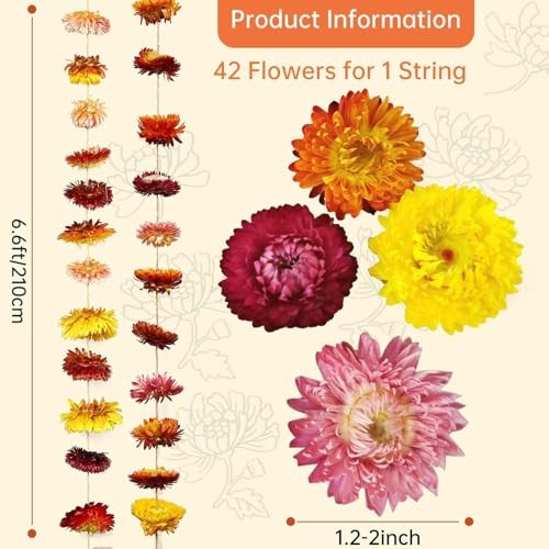 Christmas Decorations - 6.6ft Dried Flowers Garland Real Daisy Sunflower gallery
