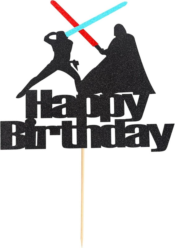 1Pc Darth Vader Happy Birthday Cake Topper Alien War Cake Pick - Children's gallery