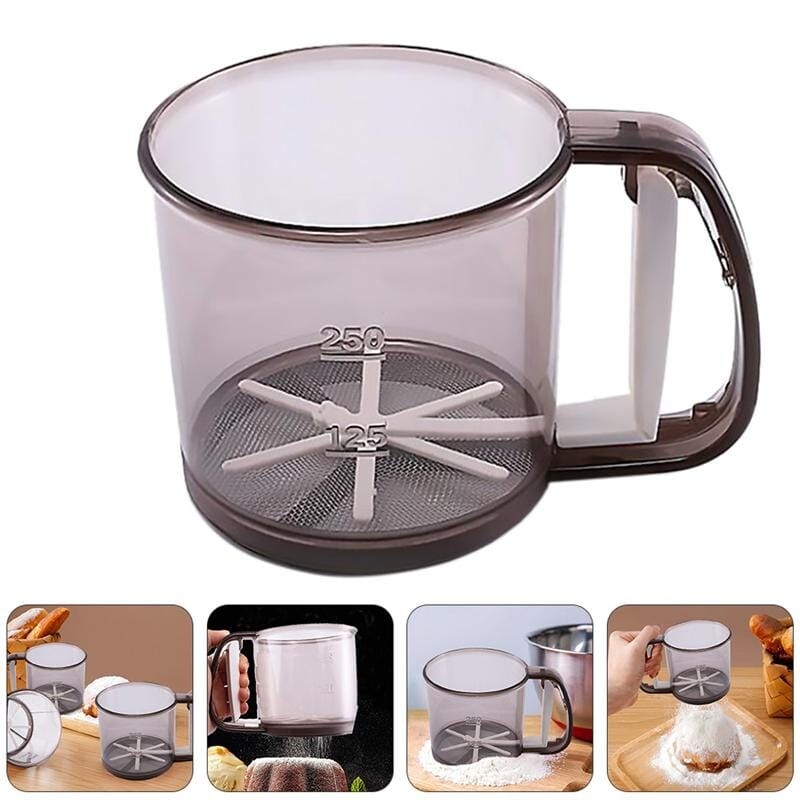 Transparent Sugar Flour Sieve Hand Help Cup Filter Mesh Kitchen Baking Tools