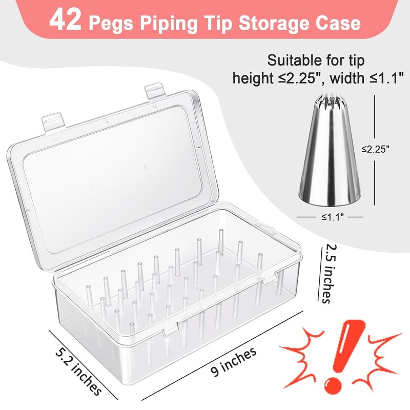 Piping Tips Storage Box with 42 Fixed Pegs Organizer Case for Cake Decorating gallery