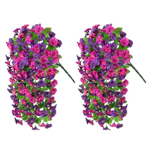 Artificial Fake Hanging Flowers Plants for Outdoor Violet Red Purple gallery