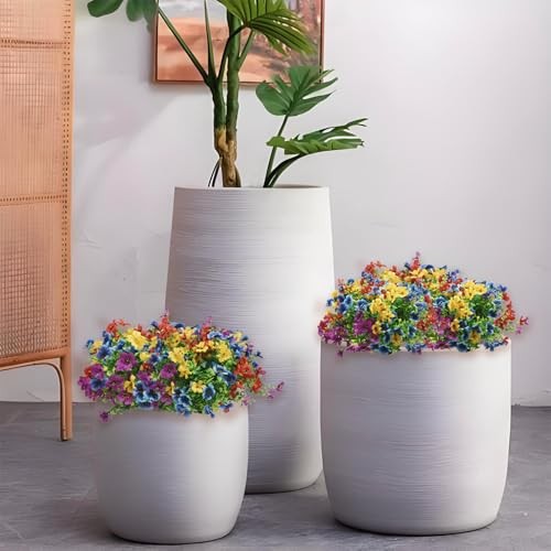 Artificial Flowers for Outdoor, 12 Bundle UV Resistant Yellow+purple+blue+red gallery