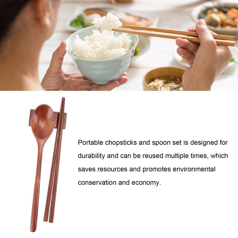 Portable Spoon and Chopstick Set, Reusable Travel Wooden Utensil Set with Sto... gallery