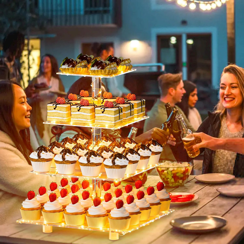 Yestbuy Cupcake Stand with Yellow Led Lights, 4 Tier Cupcake Stand for 50 Cupcak gallery